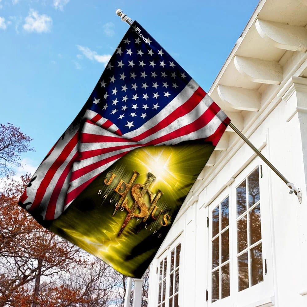 Jesus Saved My Life Christian House Flag, Christian Flag, Christian Flag, Scripture Flag, Garden Banner