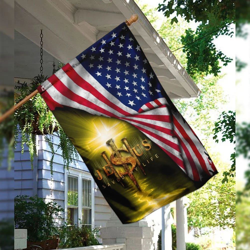 Jesus Saved My Life Christian House Flag, Christian Flag, Christian Flag, Scripture Flag, Garden Banner