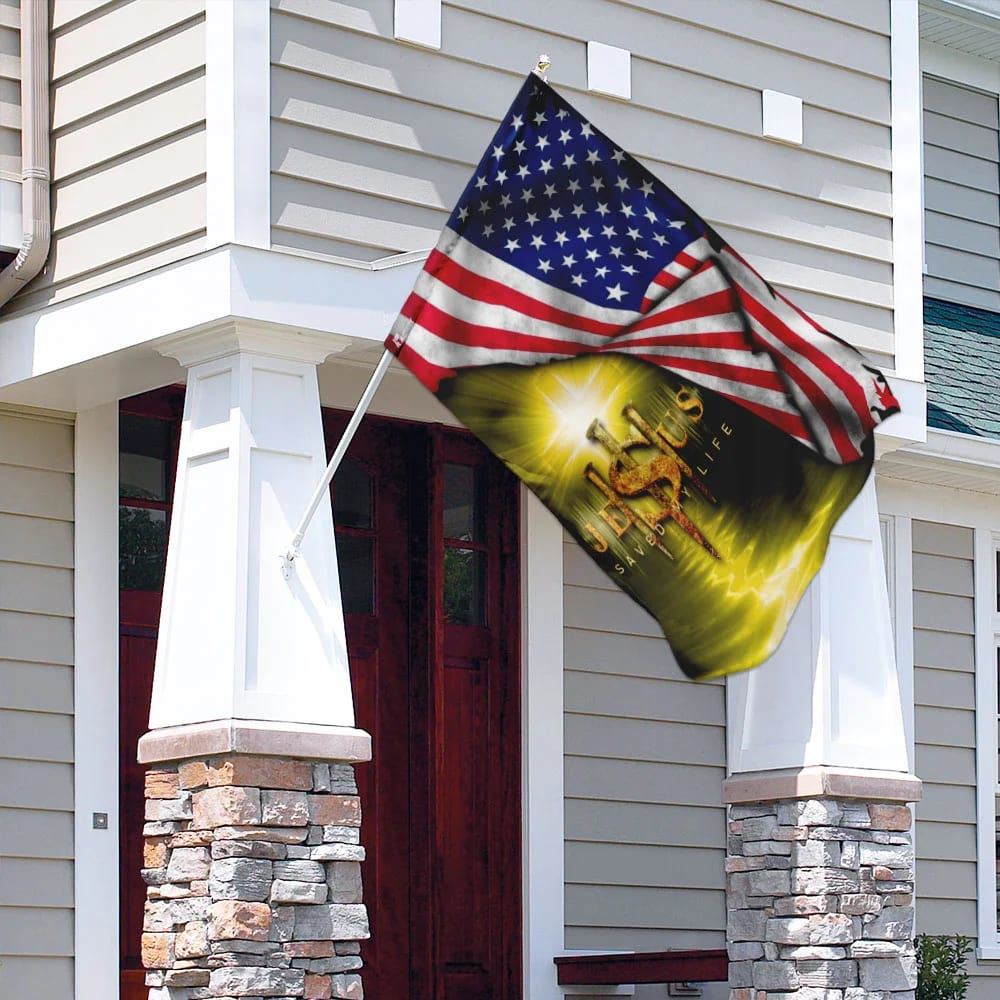 Jesus Saved My Life Christian House Flag, Christian Flag, Christian Flag, Scripture Flag, Garden Banner