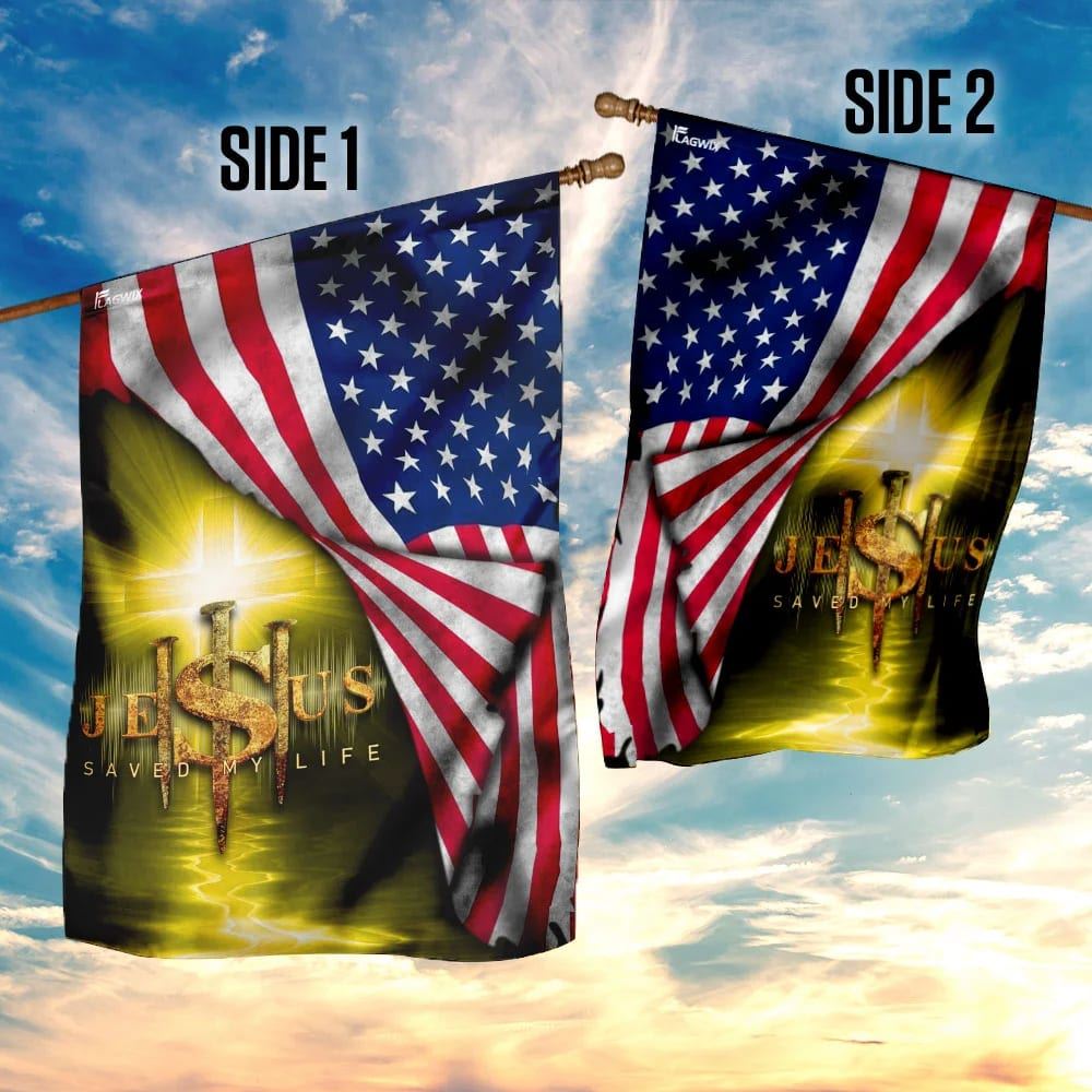 Jesus Saved My Life Christian House Flag, Christian Flag, Christian Flag, Scripture Flag, Garden Banner