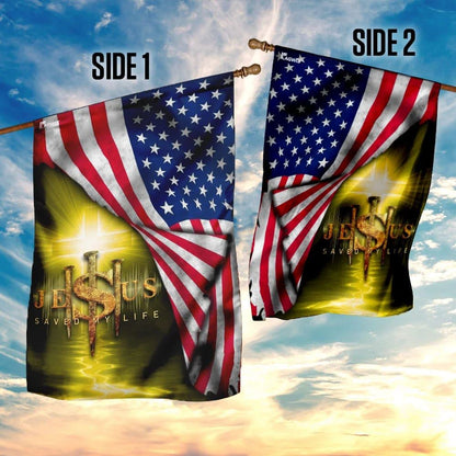Jesus Saved My Life Christian House Flag, Christian Flag, Christian Flag, Scripture Flag, Garden Banner