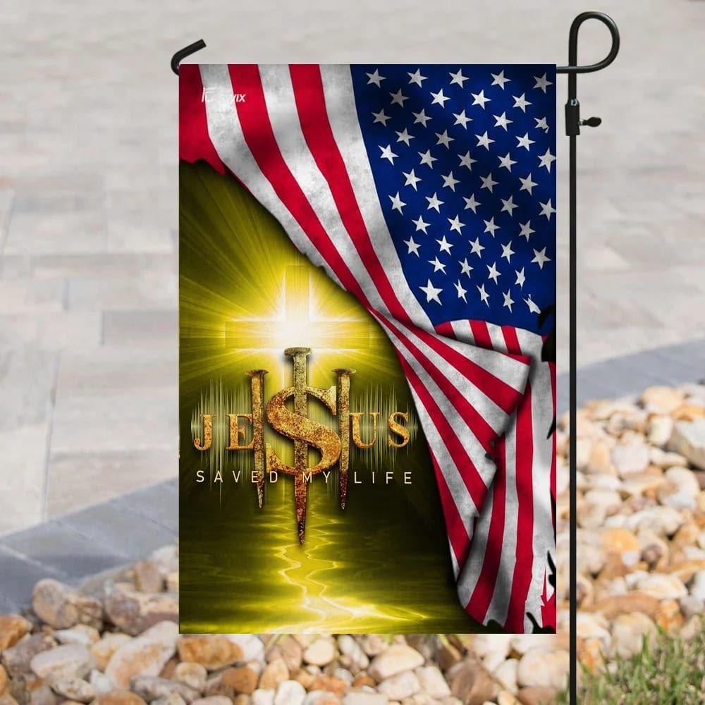Jesus Saved My Life Christian House Flag, Christian Flag, Christian Flag, Scripture Flag, Garden Banner