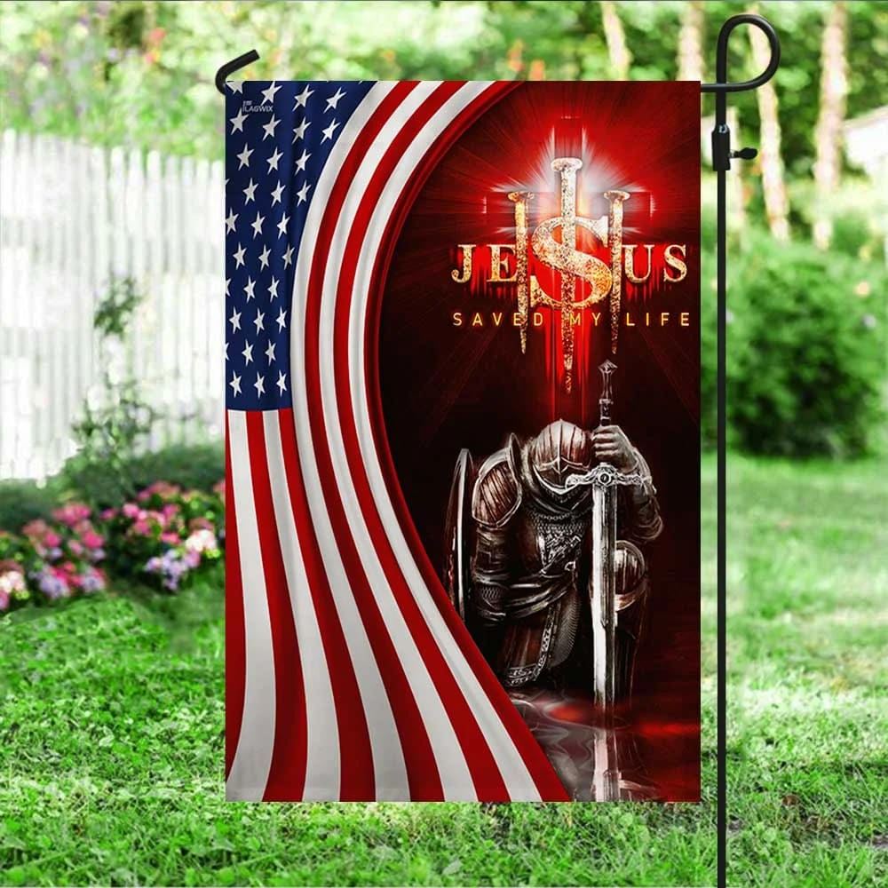 Jesus Saved My Life Christian Knight House Flags, Christian Flag, Scripture Flag, Garden Banner