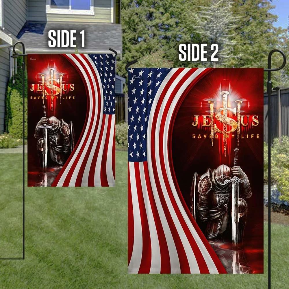 Jesus Saved My Life Christian Knight House Flags, Christian Flag, Scripture Flag, Garden Banner