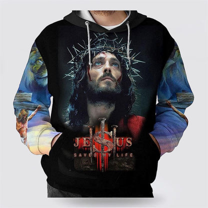 Jesus Saved My Life Hand Pray 3D Hoodies For Women Men, God 3D Printed Hoodie, Christian Apparel Hoodies