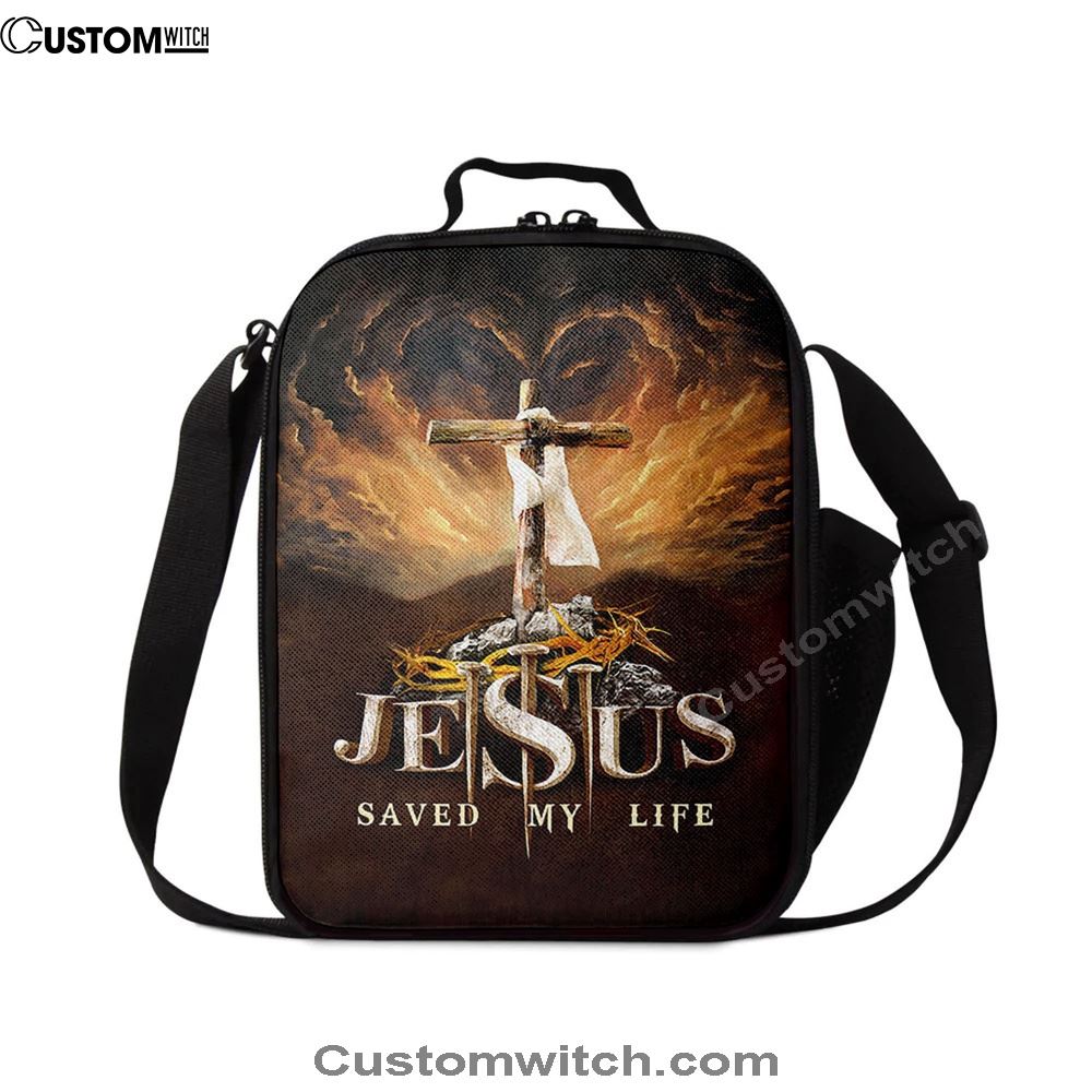Jesus Saved My Life Heaven's Light The Wooden Cross Lunch Bag, Christian Lunch Box For School, Picnic