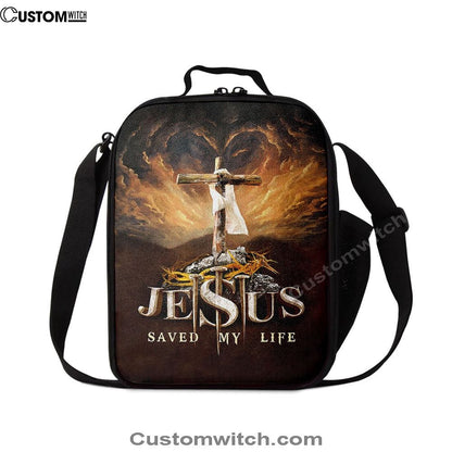 Jesus Saved My Life Heaven's Light The Wooden Cross Lunch Bag, Christian Lunch Box For School, Picnic