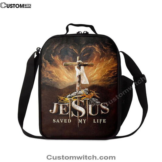 Jesus Saved My Life Heaven's Light The Wooden Cross Lunch Bag, Christian Lunch Box For School, Picnic