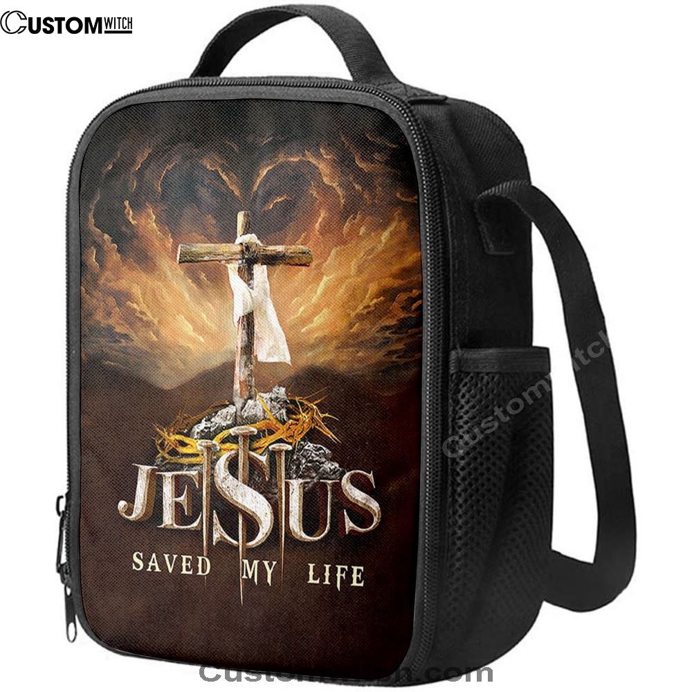Jesus Saved My Life Heaven's Light The Wooden Cross Lunch Bag, Christian Lunch Box For School, Picnic