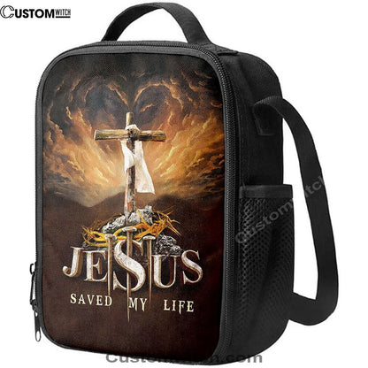 Jesus Saved My Life Heaven's Light The Wooden Cross Lunch Bag, Christian Lunch Box For School, Picnic