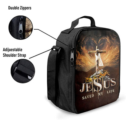 Jesus Saved My Life Heaven's Light The Wooden Cross Lunch Bag, Christian Lunch Box For School, Picnic