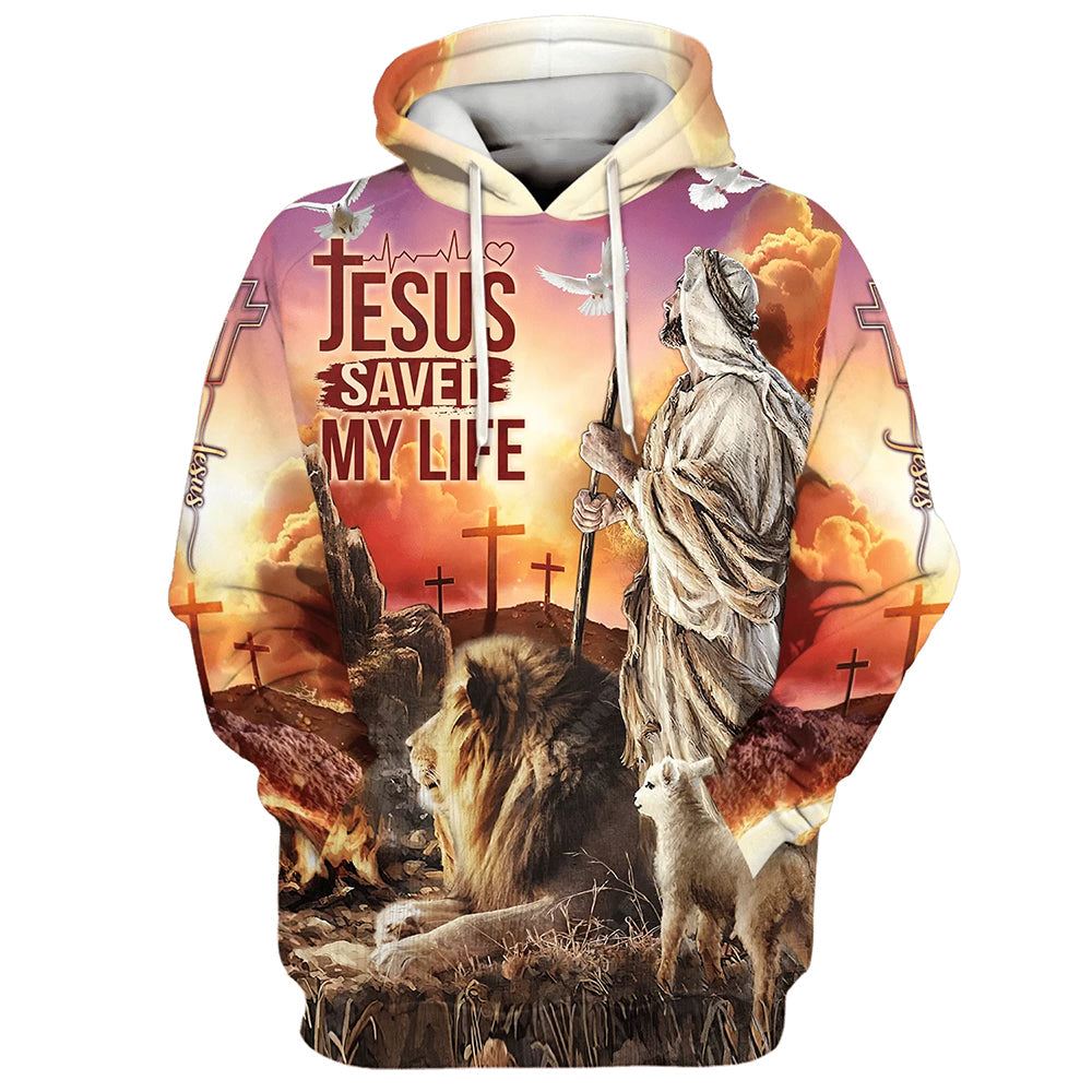 Jesus Saved My Life Hoodie The Lamb And Lion Hoodies Jesus Hoodie Men & Women, God 3D Printed Hoodie, Christian Apparel Hoodies