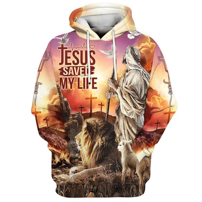 Jesus Saved My Life Hoodie The Lamb And Lion Hoodies Jesus Hoodie Men & Women, God 3D Printed Hoodie, Christian Apparel Hoodies
