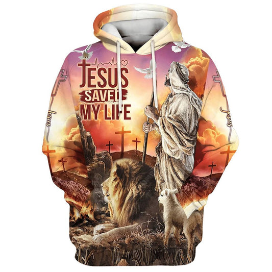 Jesus Saved My Life Hoodie The Lamb And Lion Hoodies Jesus Hoodie Men & Women, God 3D Printed Hoodie, Christian Apparel Hoodies