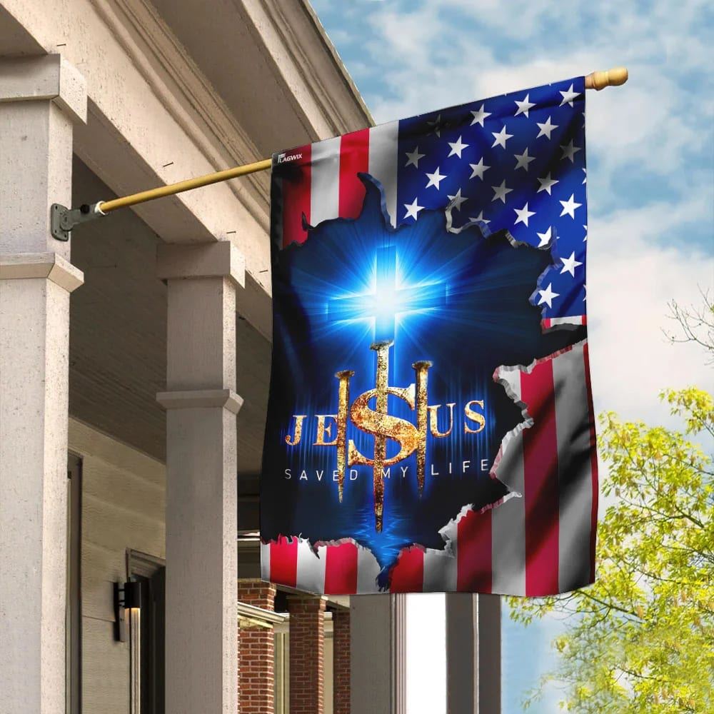 Jesus Saved My Life House Flags, Christian Flag, Scripture Flag, Garde ...