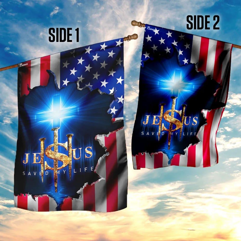 Jesus Saved My Life House Flags, Christian Flag, Scripture Flag, Garden Banner