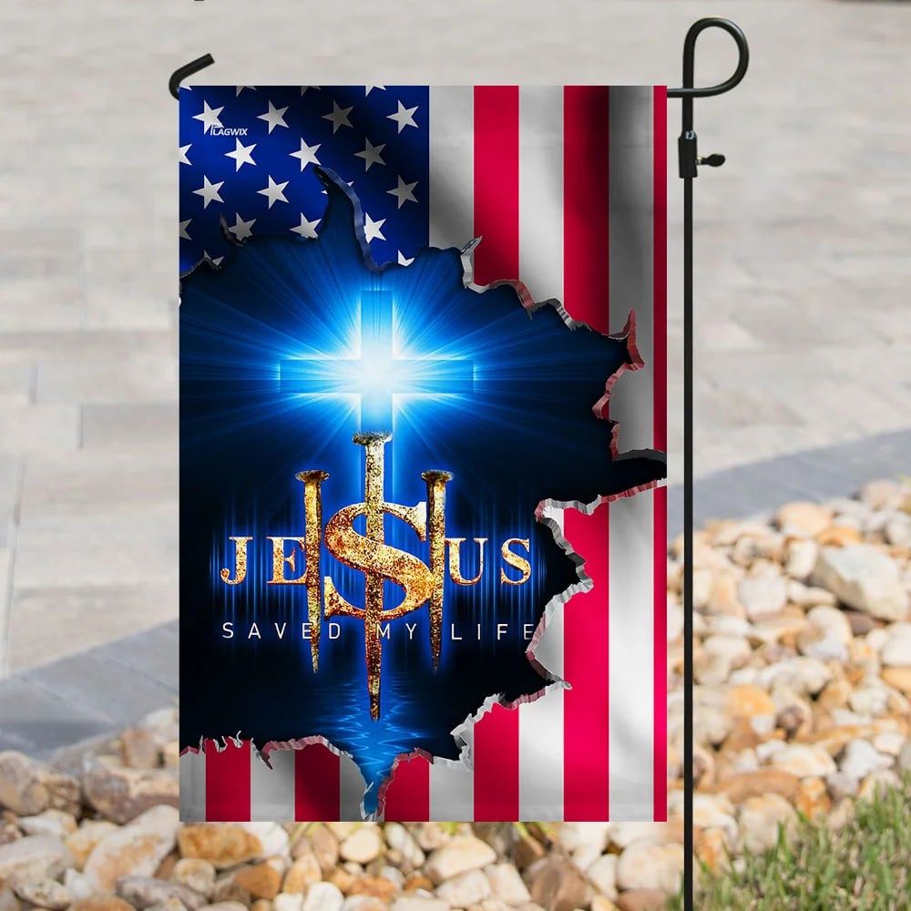 Jesus Saved My Life House Flags, Christian Flag, Scripture Flag, Garden Banner