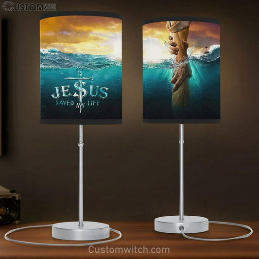 Jesus Saved My Life Jesus Reaching Out His Hand Christian Table Lamb Gift - Christian Bedroom Decor