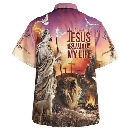Jesus Saved My Life With The Lamb And Lion Hawaiian Shirt For Men, Christian Hawaiian Shirt, Gift For Christian