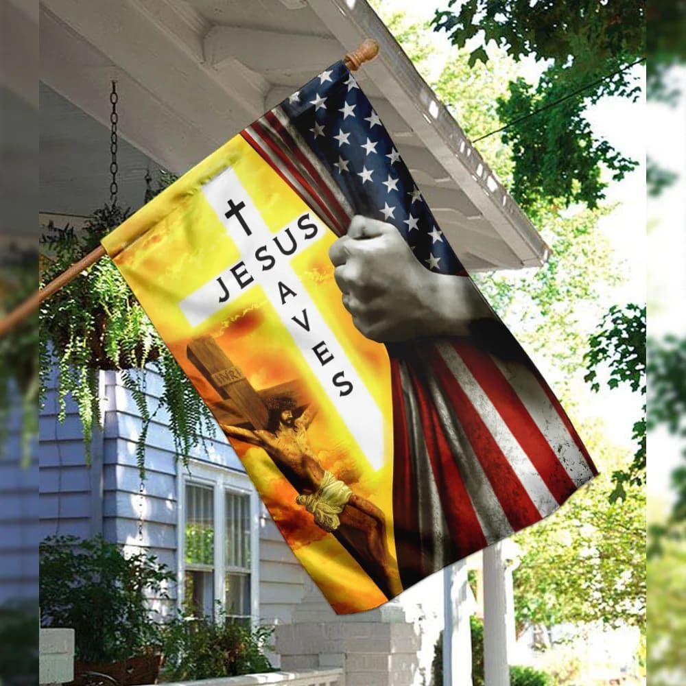 Jesus Saves Christian House Flags, Christian Flag, Scripture Flag, Garden Banner