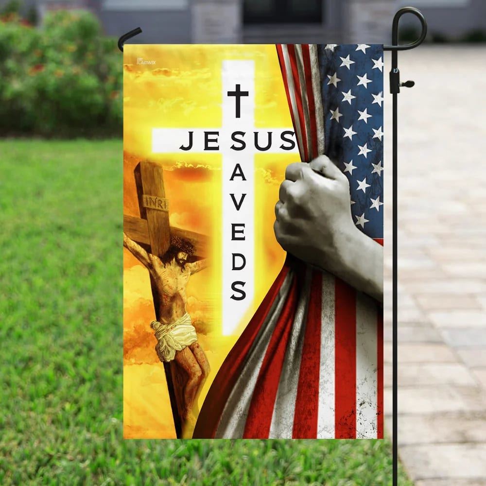 Jesus Saves Christian House Flags, Christian Flag, Scripture Flag, Garden Banner