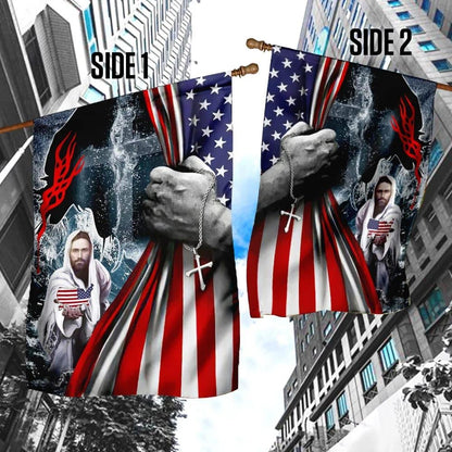 Jesus Saves God Bless America House Flag, Christian Flag, Christian Flag, Scripture Flag, Garden Banner