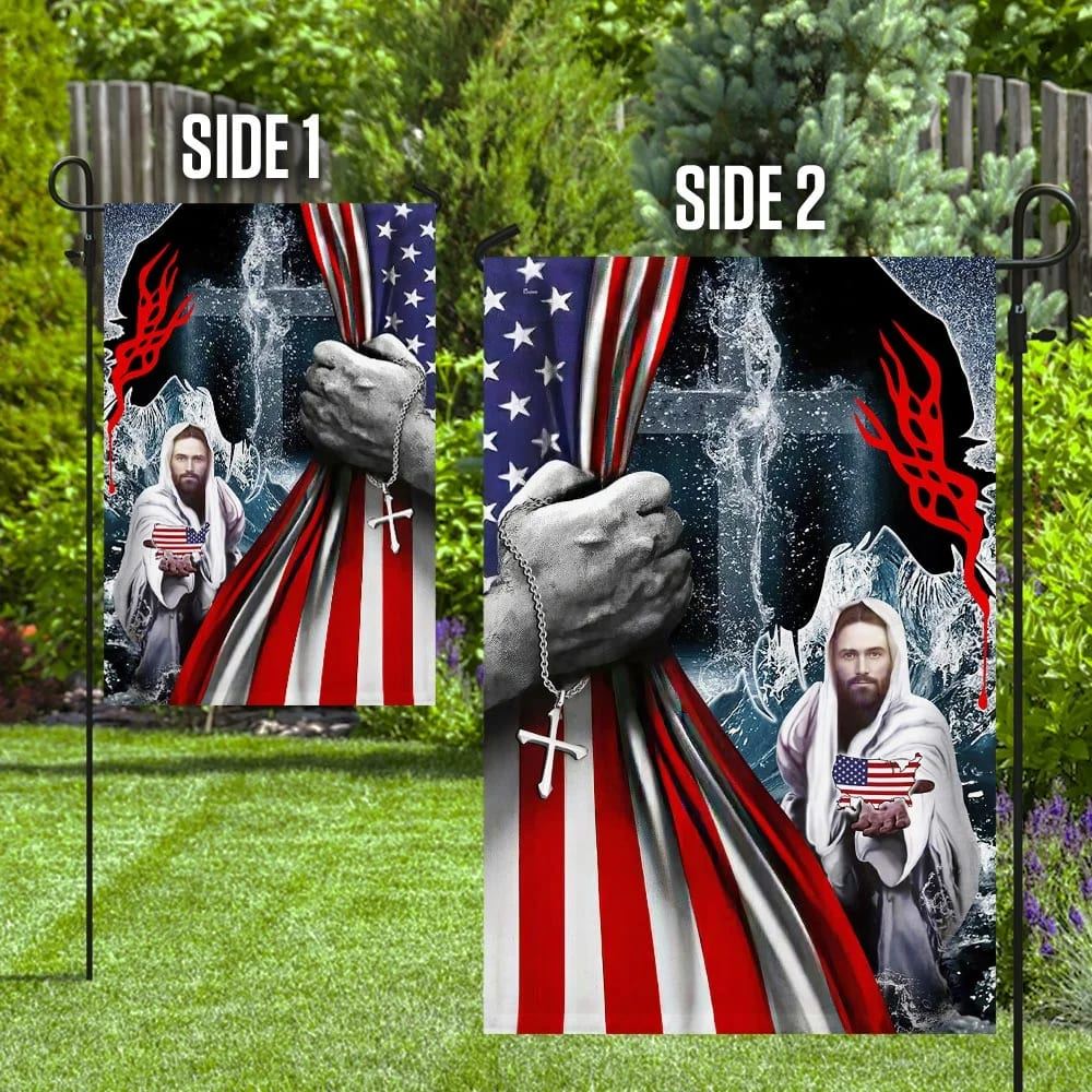 Jesus Saves God Bless America House Flag, Christian Flag, Christian Flag, Scripture Flag, Garden Banner