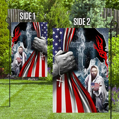 Jesus Saves God Bless America House Flag, Christian Flag, Christian Flag, Scripture Flag, Garden Banner