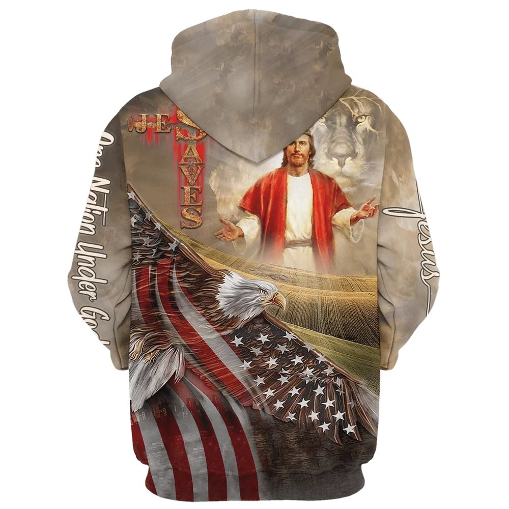 Jesus Saves, One Nation Under God Hoodie For Men & Women, God 3D Printed Hoodie, Christian Apparel Hoodies
