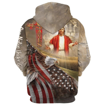 Jesus Saves, One Nation Under God Hoodie For Men & Women, God 3D Printed Hoodie, Christian Apparel Hoodies