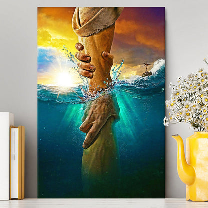 Jesus Saves Peter From Drowning Canvas Wall Art - Jesus Canvas Pictures - Christian Canvas Wall Art