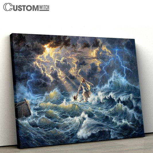 Jesus Saves Peter From Drowning Canvas Wall Art - Jesus Christ Canvas - Christian Canvas Prints