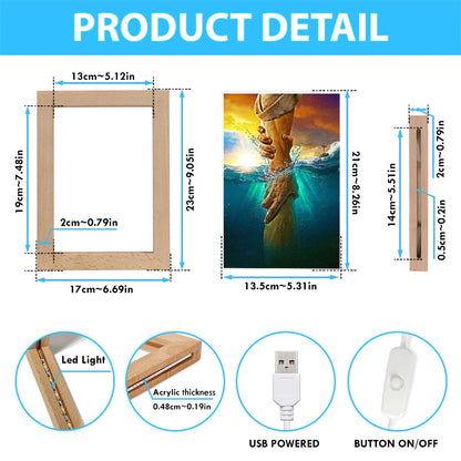 Jesus Saves Peter From Drowning Frame Lamp Art - Jesus Frame Lamp Pictures - Christian Night Light