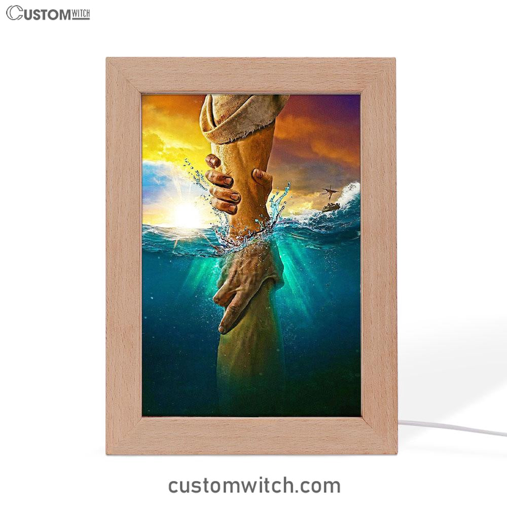 Jesus Saves Peter From Drowning Frame Lamp Art - Jesus Frame Lamp Pictures - Christian Night Light