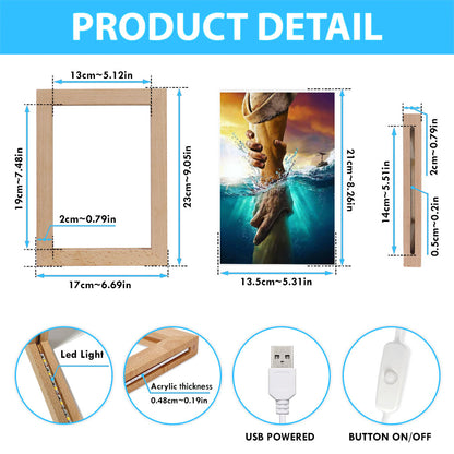 Jesus Saves Peter From Drowning Frame Lamp DecorChristian Decor - Jesus Frame Lamp Pictures - Christian Night Light