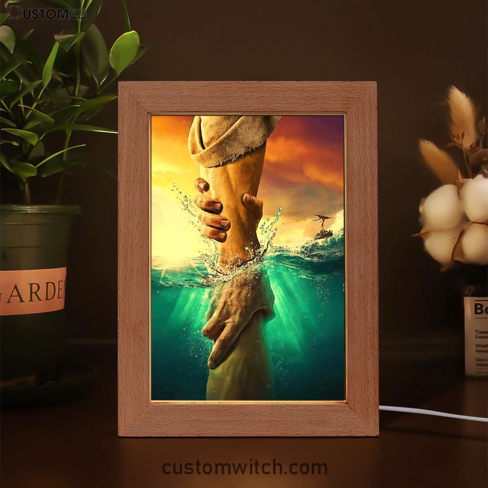 Jesus Saves Peter From Drowning Frame Lamp DecorChristian Decor - Jesus Frame Lamp Pictures - Christian Night Light