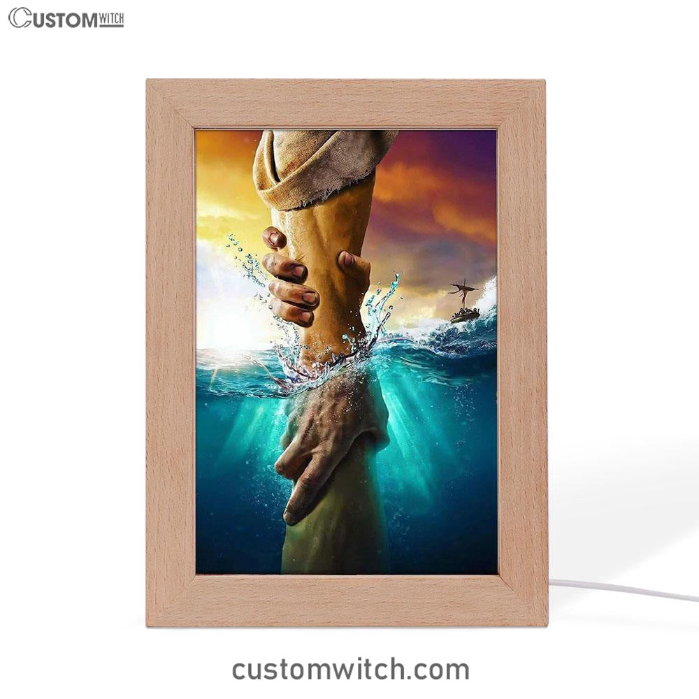 Jesus Saves Peter From Drowning Frame Lamp DecorChristian Decor - Jesus Frame Lamp Pictures - Christian Night Light