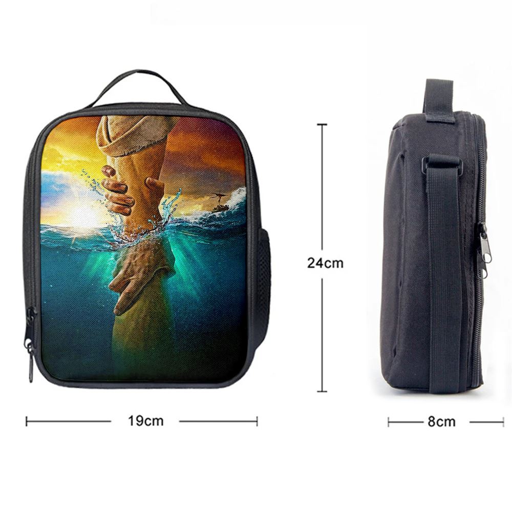 Jesus Saves Peter From Drowning Lunch Bag, Christian Lunch Box For School, Picnic