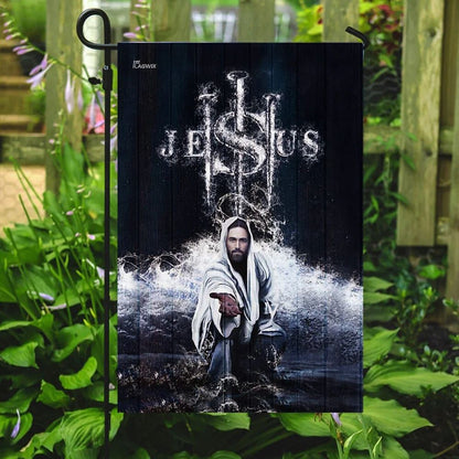 Jesus Saves Us House Flags, Christian Flag, Scripture Flag, Garden Banner