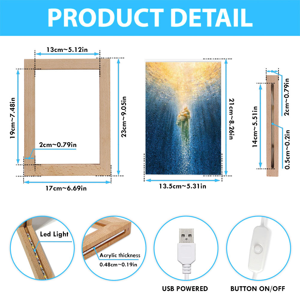 Jesus Saving Me Beach Water Frame Lamp Prints - Jesus Christ Frame Lamp Art - Christian Decor