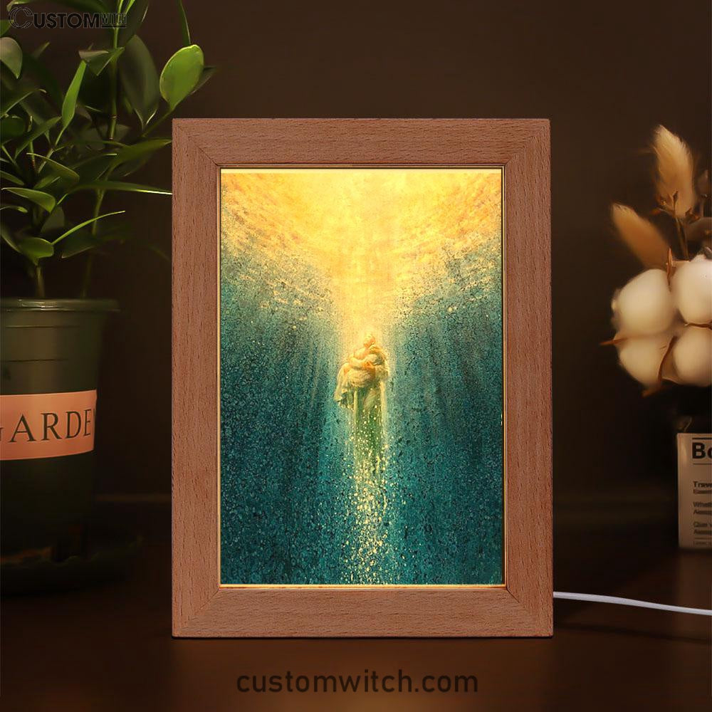 Jesus Saving Me Beach Water Frame Lamp Prints - Jesus Christ Frame Lamp Art - Christian Decor