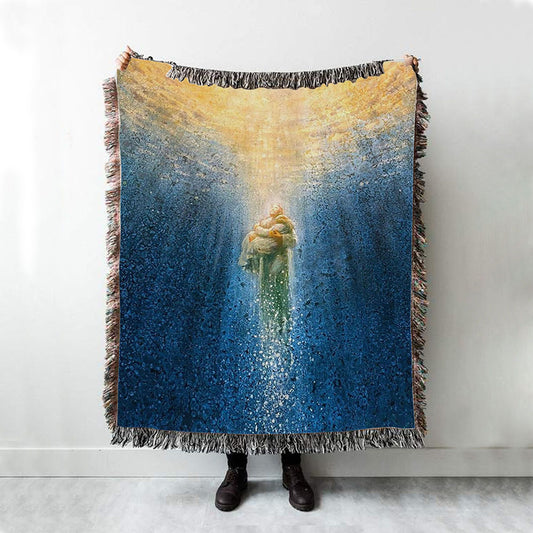 Jesus Saving Me Beach Water Woven Blanket Prints - Jesus Christ Woven Blanket Art - Christian Boho Blanket