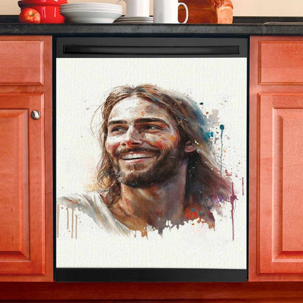 Jesus Sitting Down In The Forest Dishwasher Cover, Jesus Dishwasher Wrap, Christian Kitchen Decoration