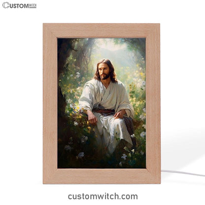 Jesus Sitting Down In The Forest Frame Lamp Prints - Jesus Frame Lamp Art - Christian Art Decor