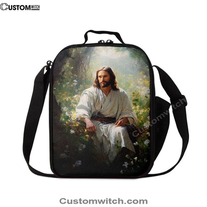 Jesus Sitting Down In The Forest Lunch Bag, Christian Lunch Box For School, Picnic