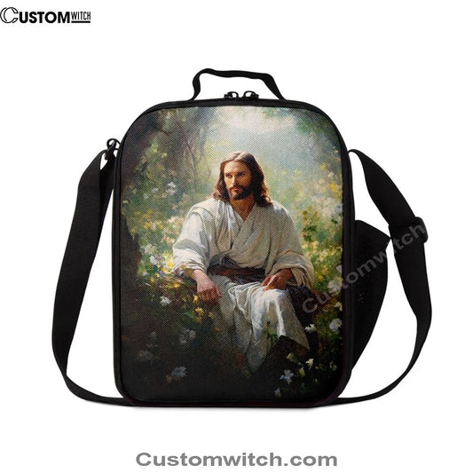 Jesus Sitting Down In The Forest Lunch Bag, Christian Lunch Box For School, Picnic