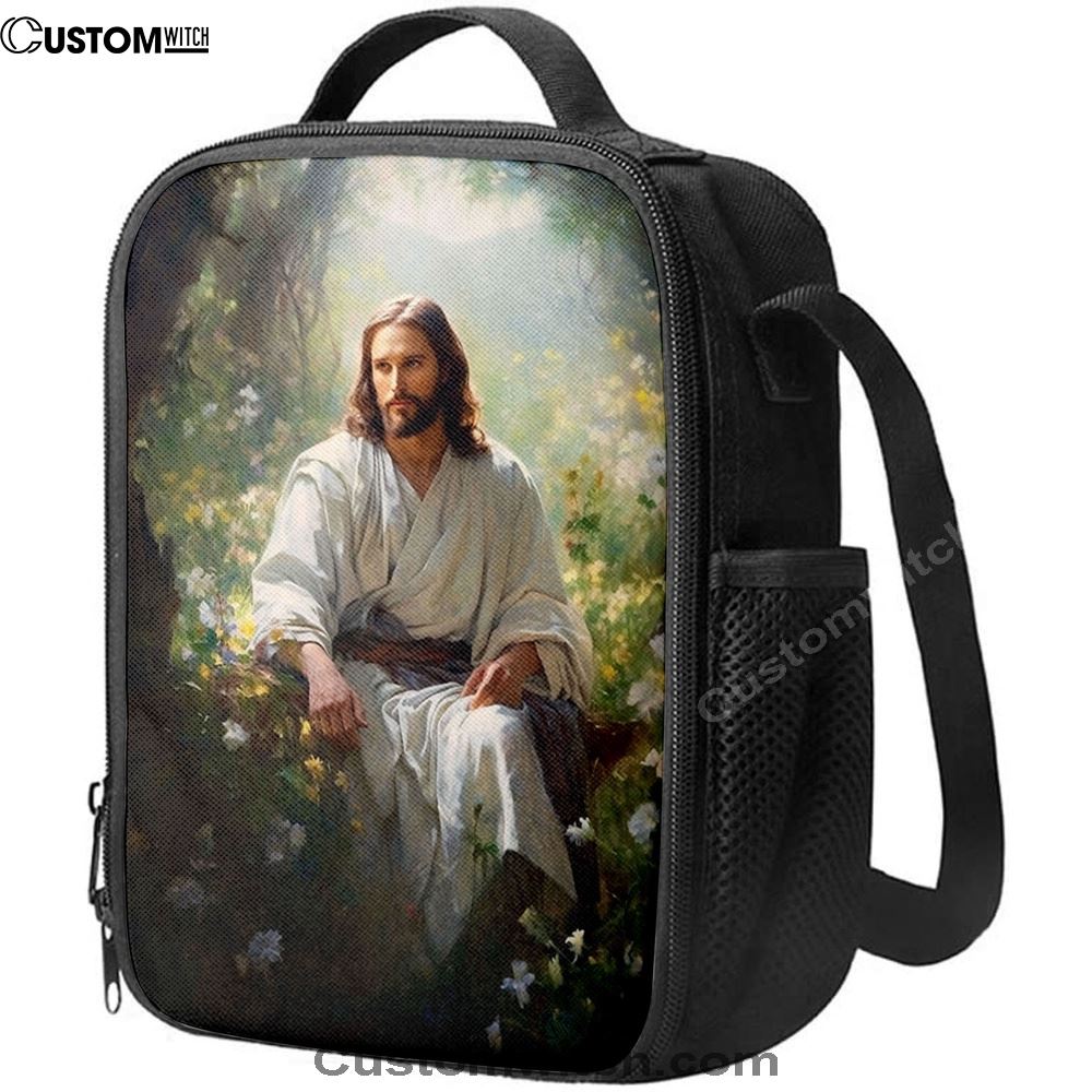 Jesus Sitting Down In The Forest Lunch Bag, Christian Lunch Box For School, Picnic
