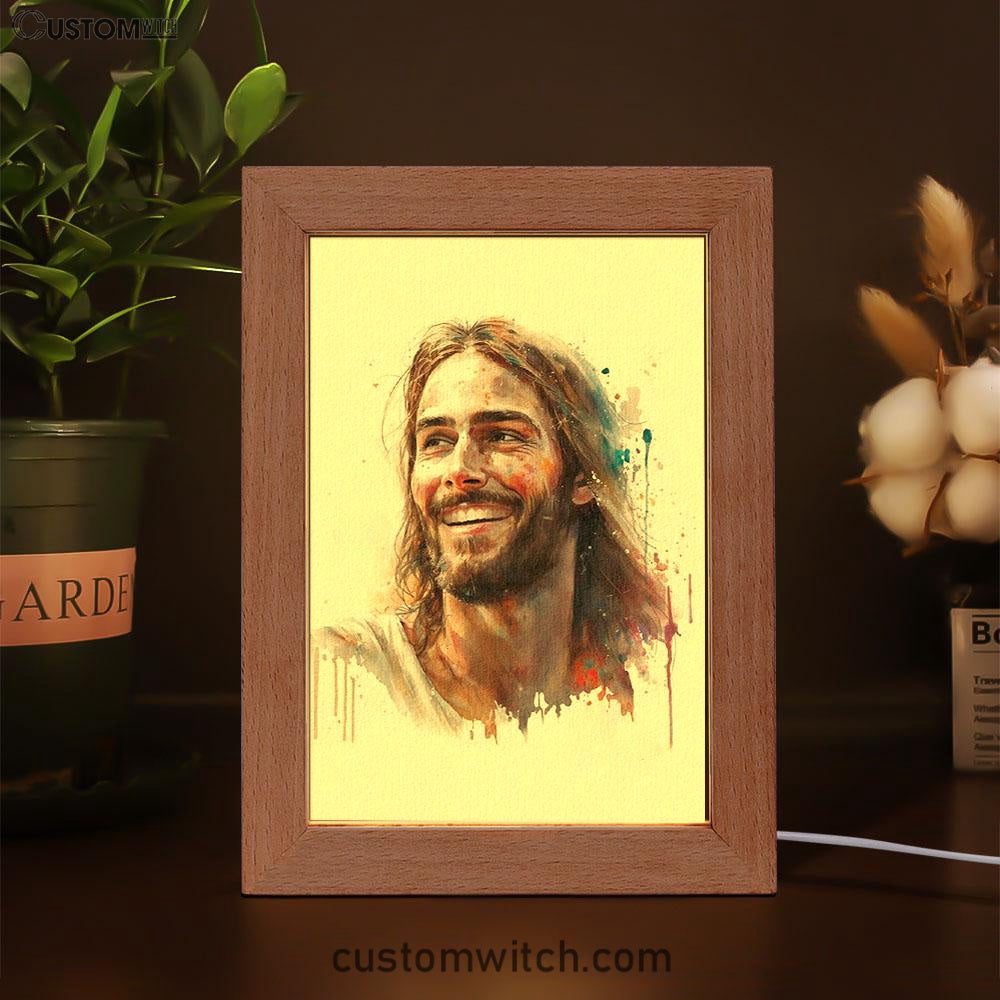 Jesus Smiling Frame Lamp Pictures - Jesus Art Prints - Jesus Art - Christian Home Decor