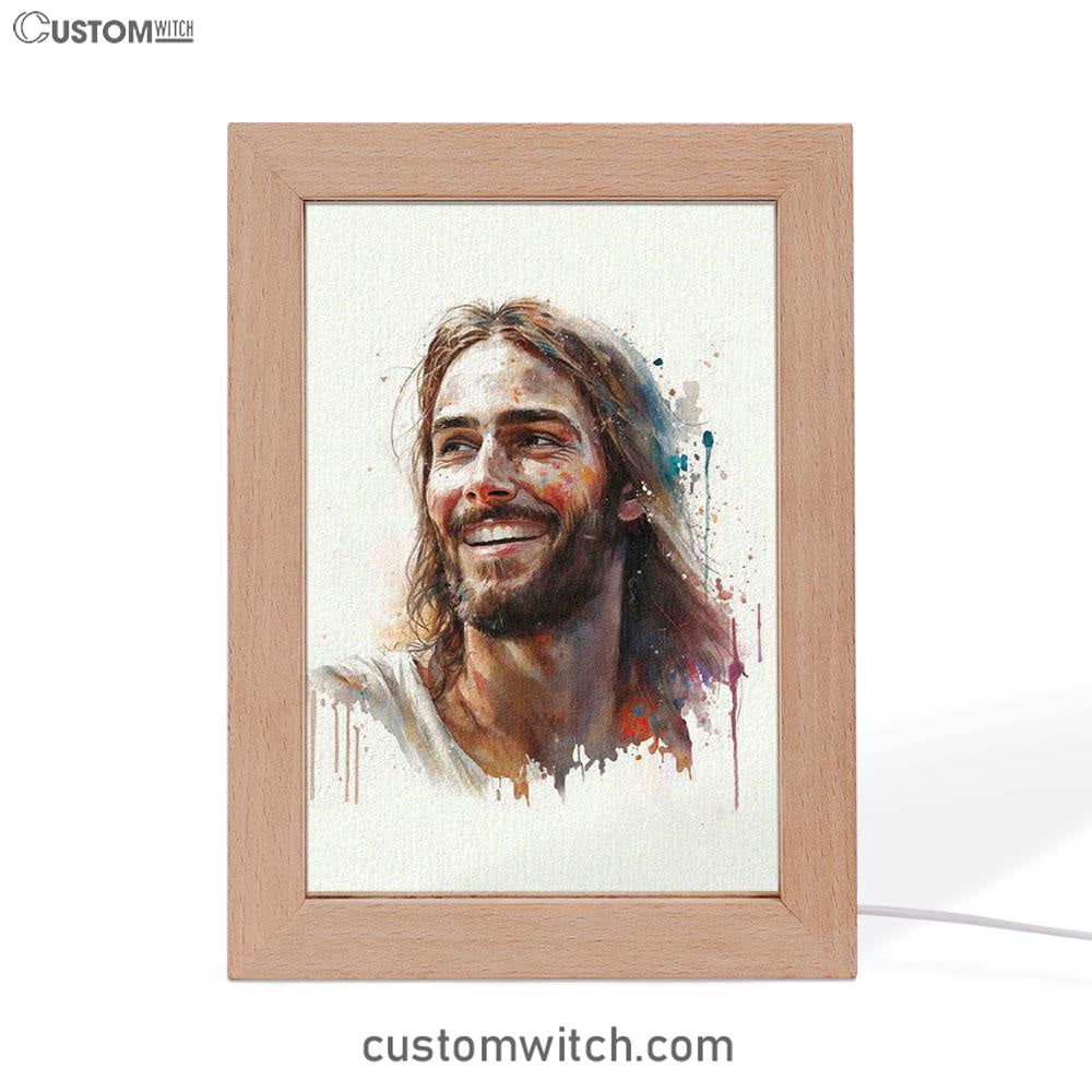 Jesus Smiling Frame Lamp Pictures - Jesus Art Prints - Jesus Art - Christian Home Decor