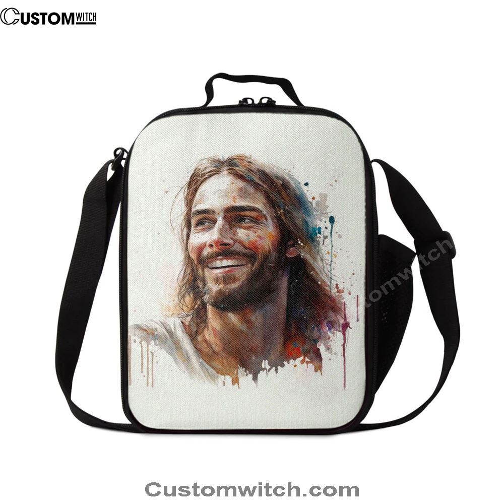 Jesus Smiling Lunch Bag - Jesus Art, Christian Lunch Box For School, Picnic